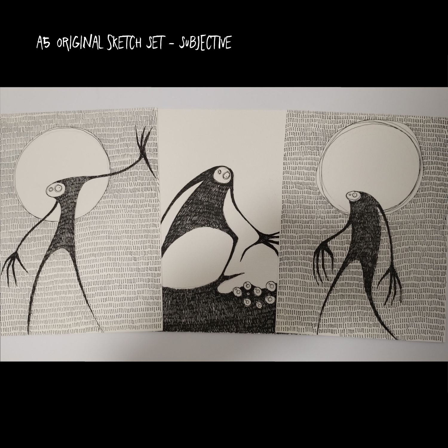 A5 Original Sketches Set of 3 - Creatures