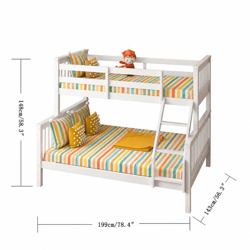 Lily Solid Pine Wooden Trio Bunk Bed White Lily Solid Pine Wooden Trio Bunk Bed White