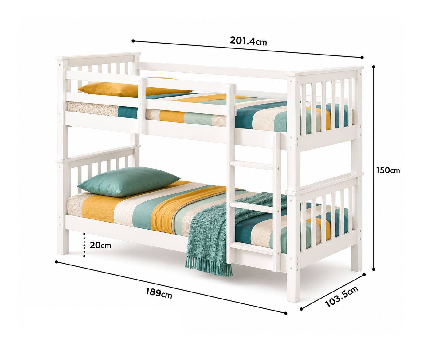 Lily Wooden Bunk Bed – Space-Saving Solid Pine Frame