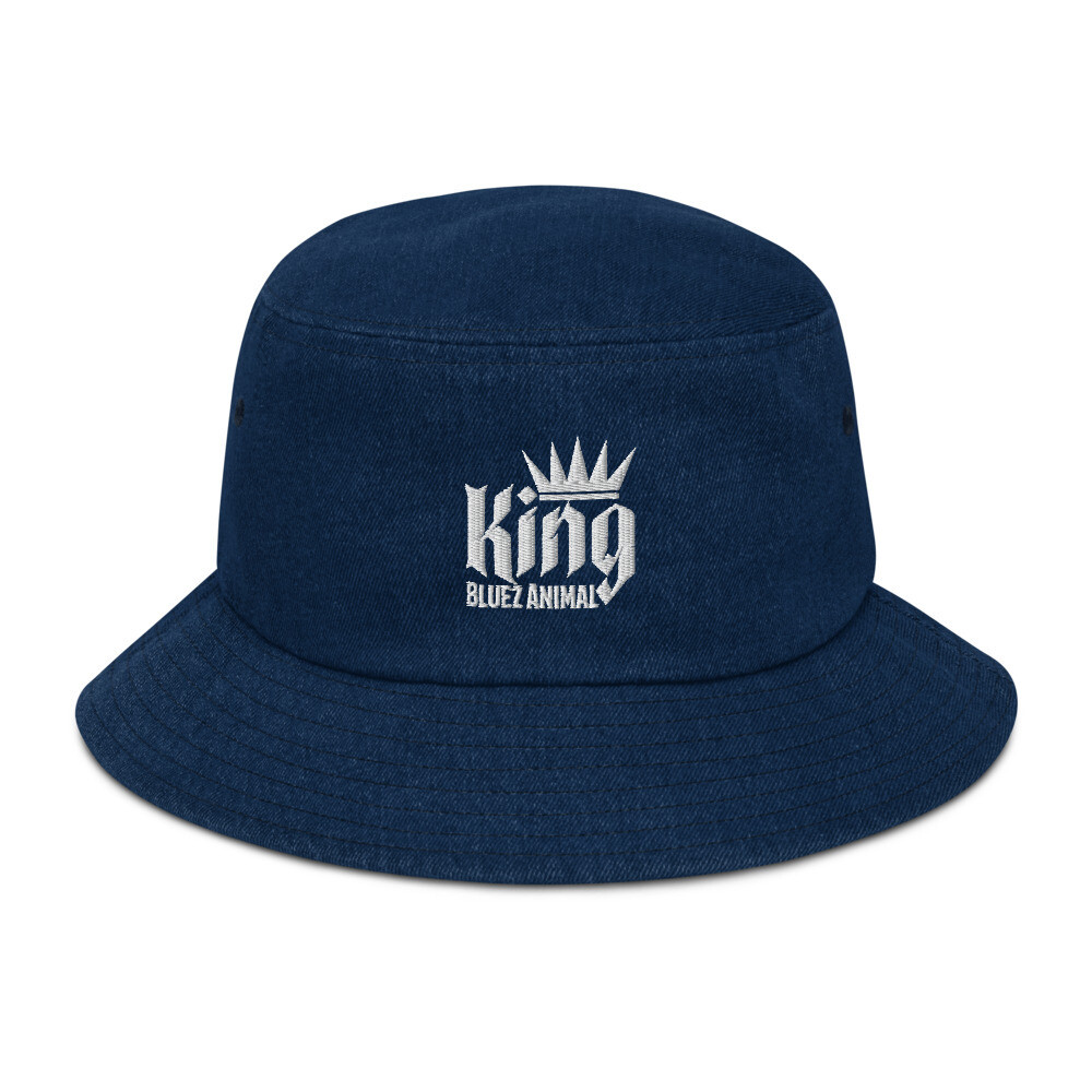 Embroidered King Denim bucket hat