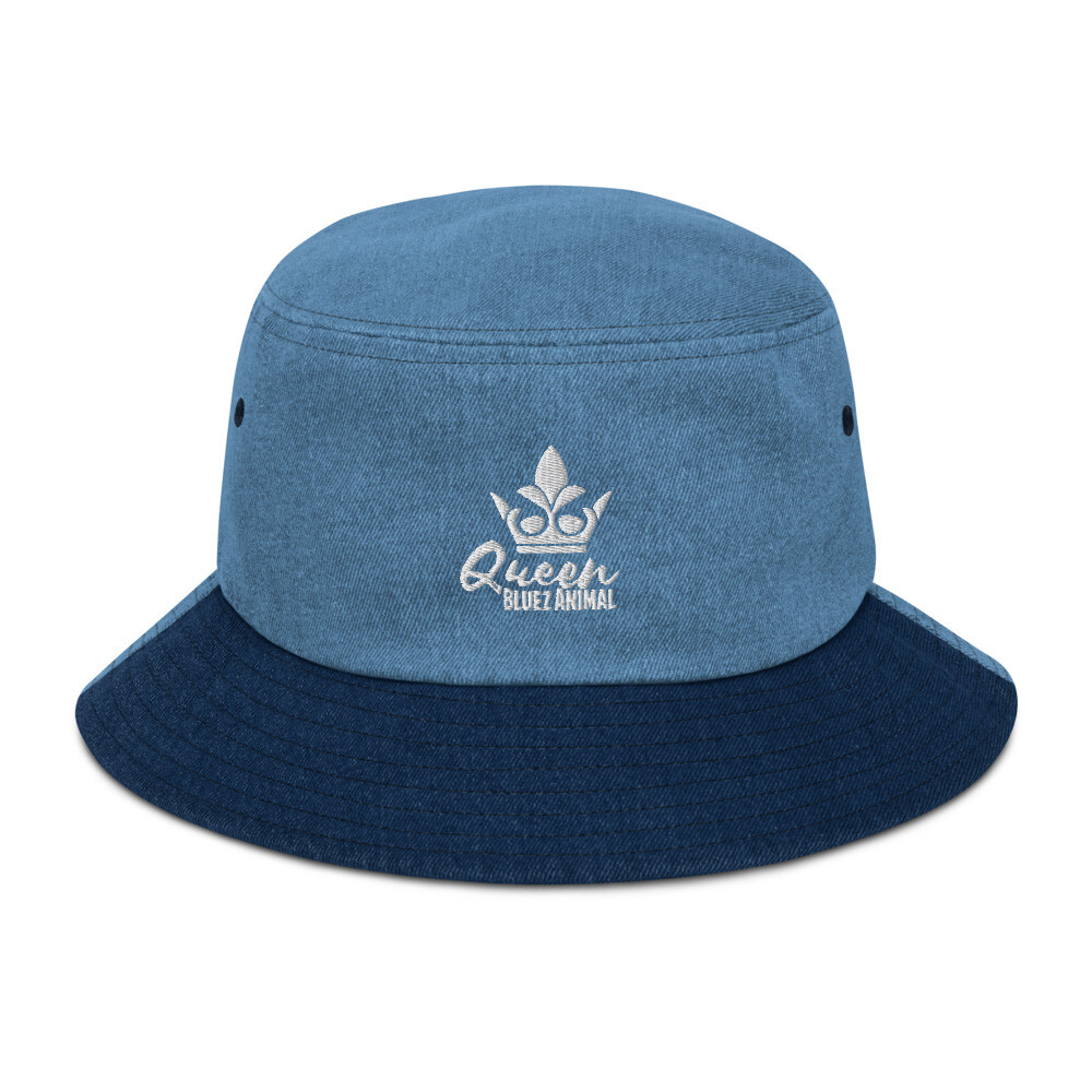 Queen Embroidered Denim bucket hat