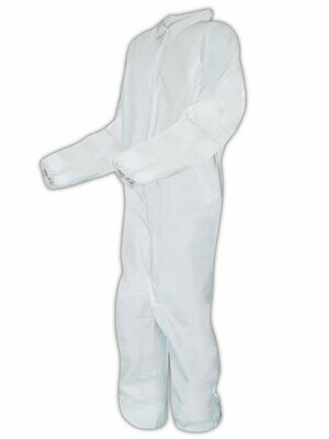 MICROPOROUS REGULAR WEIGHT WHITE COVERALLS , SOLD BY THE CASE ONLY