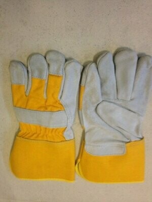 Leather Palm Glove, Side Slit Leather , Gunn Cut, Gauntlet Cuff, Sold By The Dozen