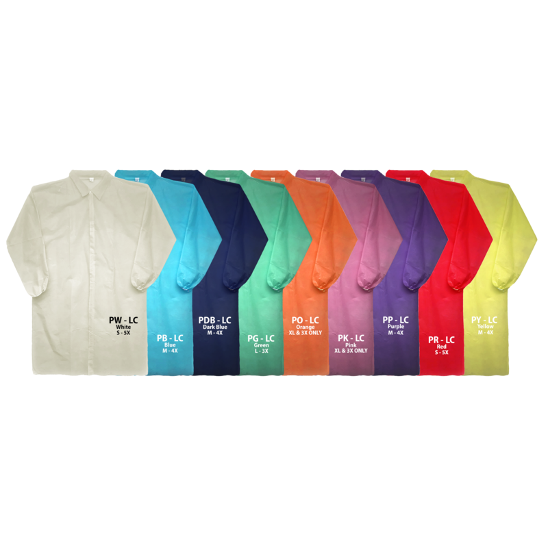 Polypropylene Disposable Lab Coats,44 Inch Long, No Pockets,  With Velcro® Closures, Case Of 50 Pieces