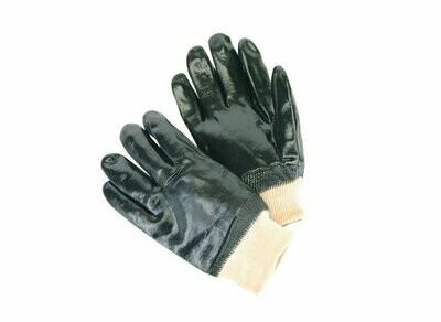 Smooth Finish Black PVC Gloves With Knit Wrist, Sold By The Case