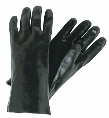 Smooth Finish Black PVC Gloves With 10 Inch In Total Length ,Open Cuff, Sold By The Dozen