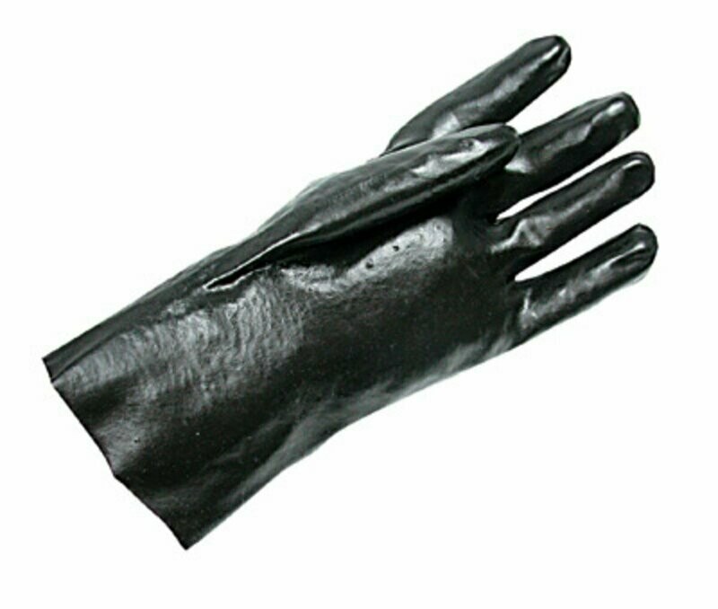 Smooth Finish Black  PVC  Gloves With 12 Inch  In Total Length ,Open Cuff, Sold By The Dozen