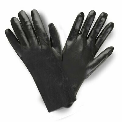 Smooth Finish Black PVC Gloves With 14 Inch In Total Length ,Open Cuff, Sold By The Case