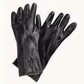 Semi-Rough Finish Black  PVC  Gloves With 18 Inch  In Total Length ,Open Cuff, Sold By The Case