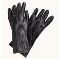 Semi-Rough Finish Black PVC Gloves With 18 Inch In Total Length ,Open Cuff, Sold By The Case