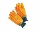 Smooth Finish Orange Foam and Jersey Lined PVC Gloves With Knit Wrist, Sold By The Dozen