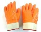 Smooth Finish Orange Foam and Jersey Lined PVC Gloves With Safety Cuff, Sold By The Case