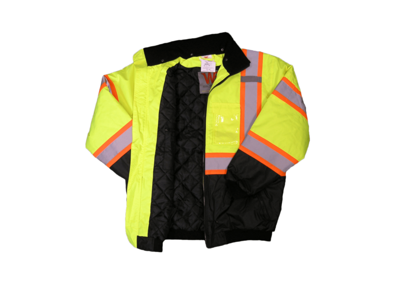 ANSI Class 3 Quilt Lined Winter Bomber Jacket With Contrast Reflective  Tape And Black Bottom