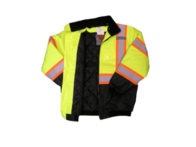 ANSI Class 3 Quilt Lined Winter Bomber Jacket With Contrast Reflective Tape And Black Bottom