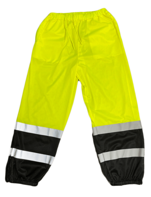 Class E High-Viz Lime Mesh Material Pants, Black Bottom With Silver Reflective Stripes
