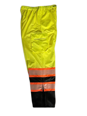 Class E High-Viz Lime Mesh Material Pants, Black Bottoms With Printed On Contrast Honeycomb Tape