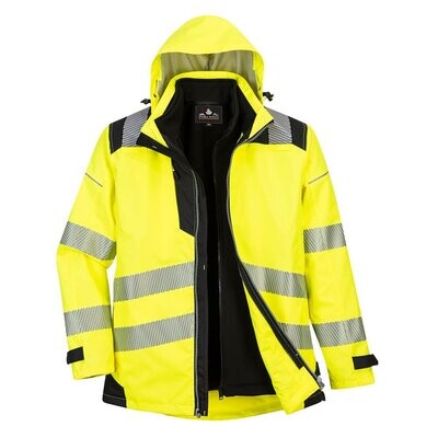 Portwest Class 3 Hi-Viz 3-in-1 Jacket, Yellow With Black.Free Shipping