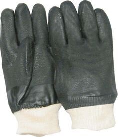 Rough Finish, Double Dipped,Green Color, Jersey Lined  PVC  Gloves With Knit Wrist, Sold By The Case