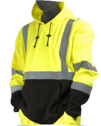 ANSI Class 3 Hi Viz Pullover Hooded Sweatshirt With Black Bottom