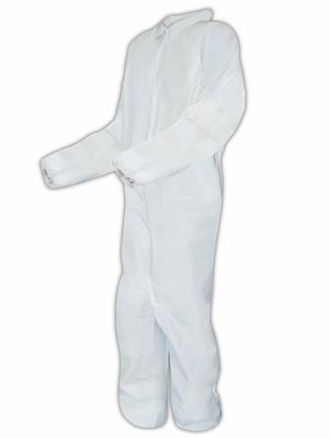 MICROPOROUS REGULAR WEIGHT WHITE COVERALLS , SOLD  BY THE CASE ONLY