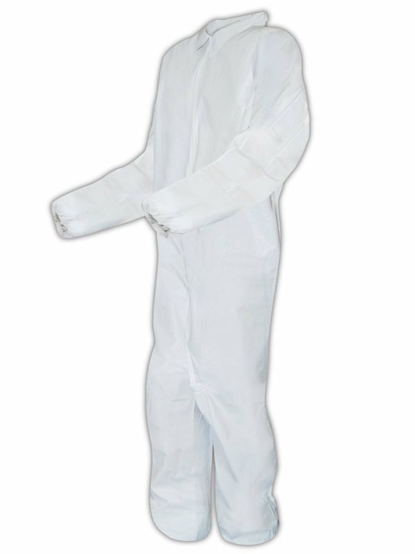 MICROPOROUS REGULAR WEIGHT WHITE COVERALLS , SOLD  BY THE CASE ONLY