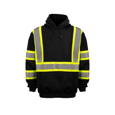 ANSI Class 3 Hi Viz Black Pullover Hooded Sweatshirt