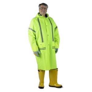 49" Lime Rain Coat, .35 mm PVC With Reflective Stripes