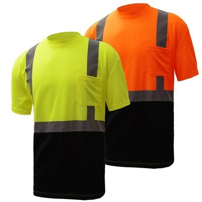 ANSI Compliant Class 2 Hi Viz T-Shirt With Reflective Stripes, Black Bottom