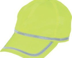 Hi Viz Lime Baseball Cap With Reflective Stripe, Solid Front, Mesh Sides