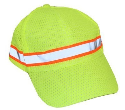 Hi Viz Lime And Orange Mesh Baseball Cap With Contrast Tape
