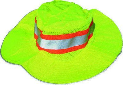 Hi Viz Lime And Orange Boonie Hats Solid Material With Mesh Sides And Contrast Tape