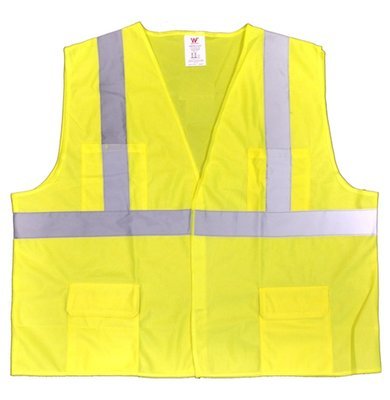 ANSI Compliant Class 2 Lime Solid Fabric Safety Vest With Velcro ® Front Closure