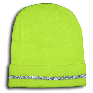 Hi Viz Lime And Orange Beanie  With Reflective Materials