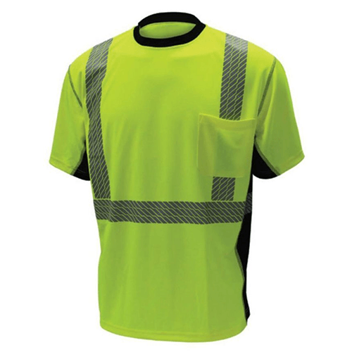ANSI Compliant Class 2 Hi Viz T-Shirt With Reflective Stripes, Black Sides
