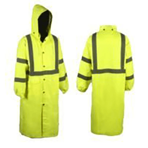 ANSI Class 3, 49 Inch Rain Coat With Silver Reflective Stripe