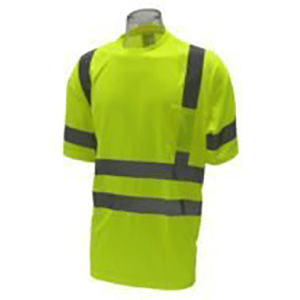 ANSI Class 3 Hi Viz Short Sleeve T-Shirt With Pocket and Reflective Stripe