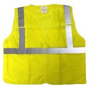 ANSI  Class 2  Five Point Break Away Lime Yellow Mesh Fabric  Safety Vest, Size: Small