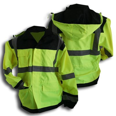 ANSI Class 3 Waterproof Rain Jacket With Black Accents