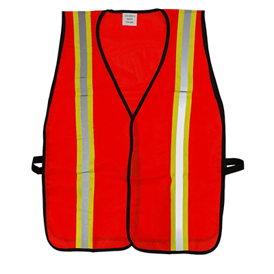 Hi Viz Non-ANSI Solid Fabric Safety Vest With Contrast Stripes, One Size