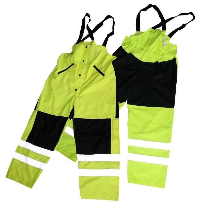 ANSI Class E Waterproof Rain Bib With Black Accents