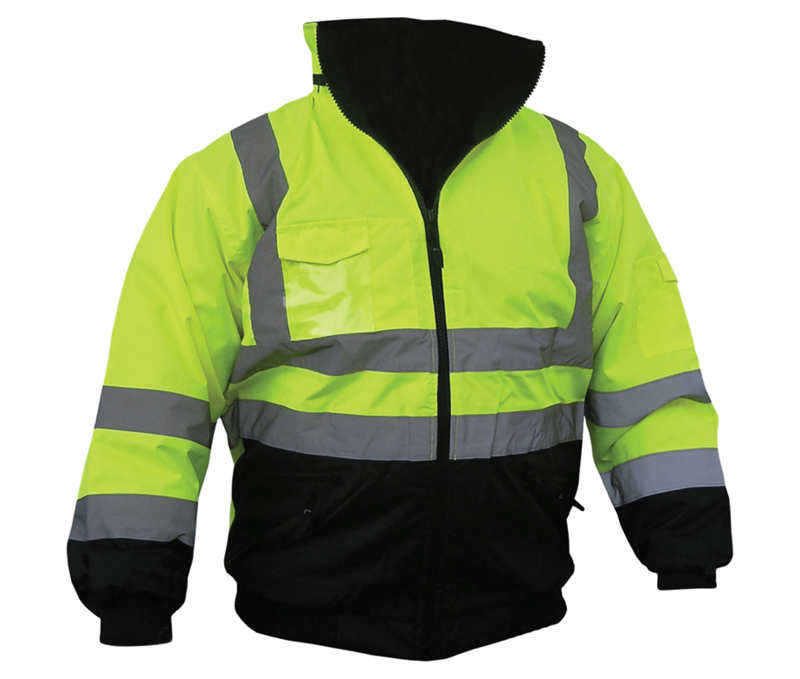 ANSI Class 3 Bomber Jacket With Permanent Fleece Lining , Black Bottom
