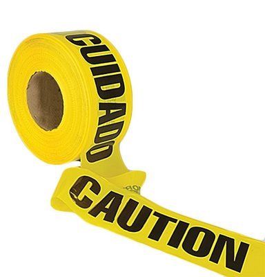 Yellow Caution Cuidado Barricade Tape, 3 Inch By 1000 Feet, Case Of 10 Rolls