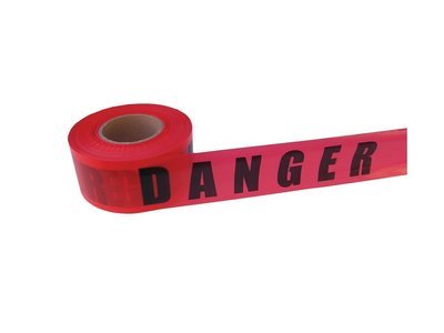 Red Danger Barricade Tape, 3 Inch By 1000 Feet, Case Of 10 Rolls