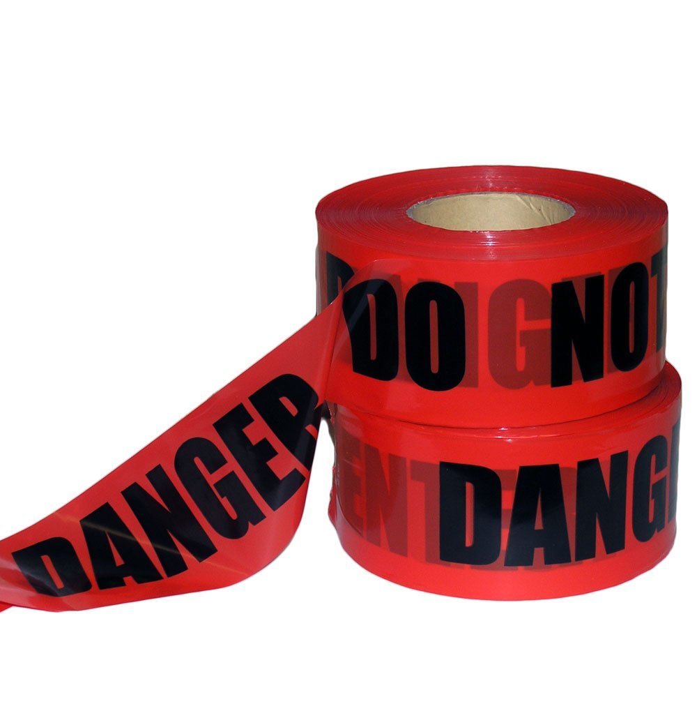 Red Danger Do Not Enter Barricade Tape, 3 Inch By 1000 Feet, Case Of 10 Rolls
