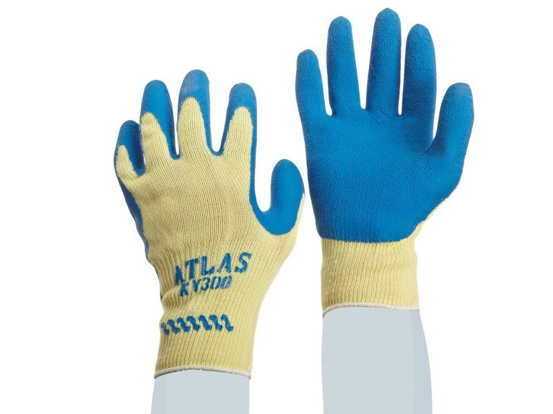 Atlas Kevlar Shell,  Blue Rubber Palm Coated Glove, Sold By The Dozen