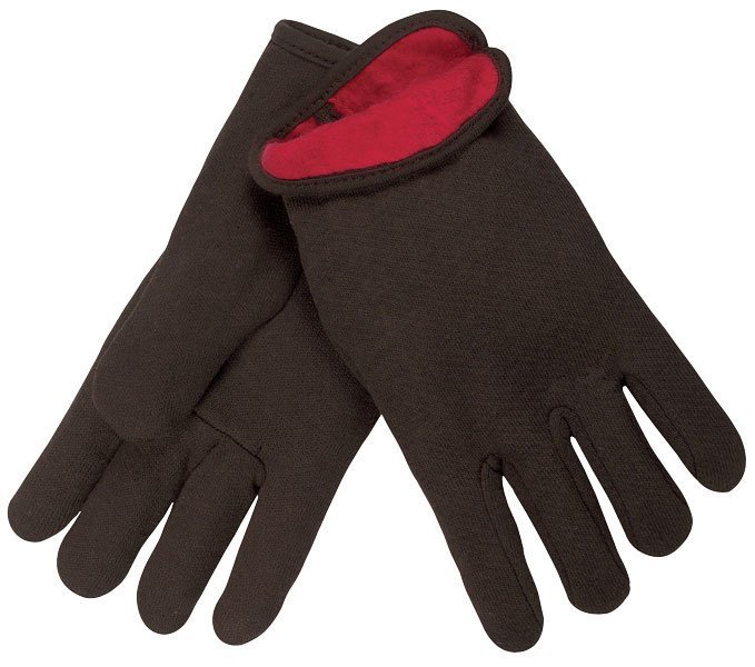14 Oz Brown Jersey Work Glove, Red Fleece Inside, Case Of 12 Dozen