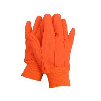 22 Oz Double Palm Nap- In , Hi-Viz Orange Color Hot Mills Gloves , With Knit Wrist, Sold By The Dozen