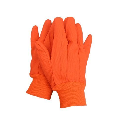 22 Oz  Double Palm Nap- In , Hi-Viz  Orange Color Hot Mills Gloves  ,  With  Knit  Wrist, Sold By The Dozen