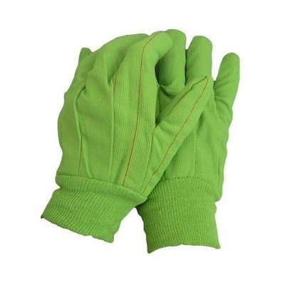 22 Oz Double Palm Nap- In , Hi-Viz Lime Green Hot Mills Gloves , With Knit Wrist, Sold By The Dozen