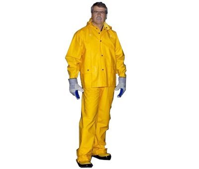 Yellow Industrial Rain Suit, PVC With Detachable Hood